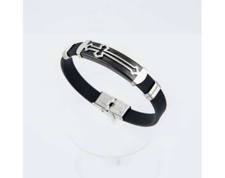 Bransoletka męska z czarnym krzyżykiem