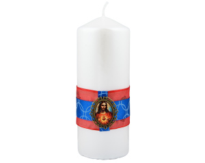 Świeca Religijna Serce Jezusa 15 cm Perłowa
