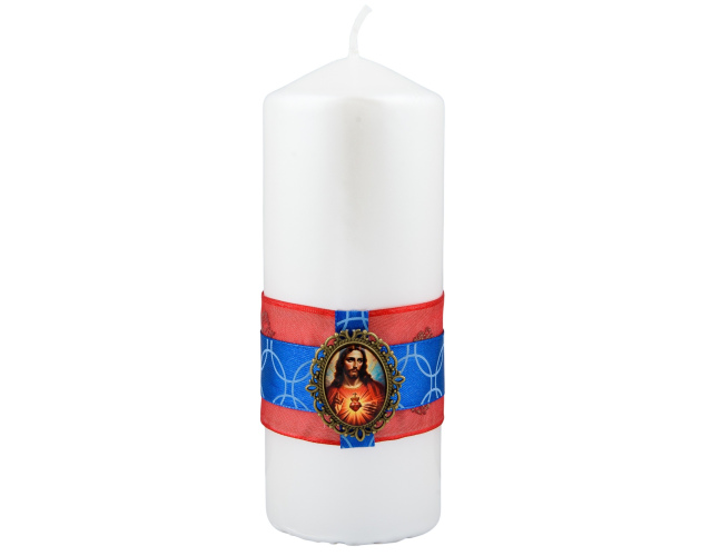 Świeca Religijna Serce Jezusa 15 cm Perłowa