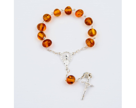 Różaniec bursztynowy dziesiątka srebrny