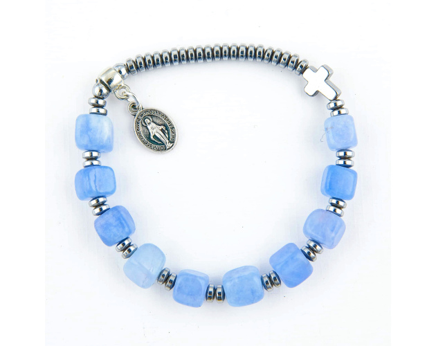 Różaniec Bransoletka Damska 10 Hematyt, Niebieska