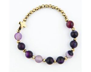 Różaniec Bransoletka Damska Agat Fioletowy