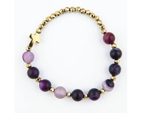 Różaniec Bransoletka Damska Agat Fioletowy