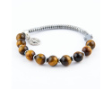 Różaniec bransoletka Tygrysie Oko z medalikiem Maryi