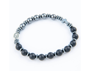 Różaniec Bransoletka Podwójna Onyx Hematyt