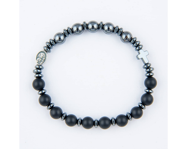 Różaniec Bransoletka Podwójna Onyx Hematyt