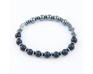 Różaniec Bransoletka Podwójna Onyx Hematyt