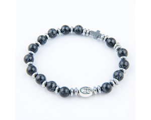 Różaniec bransoletka podwójna Agat Czarny