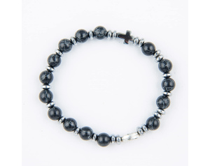 Różaniec bransoletka podwójna Agat Czarny