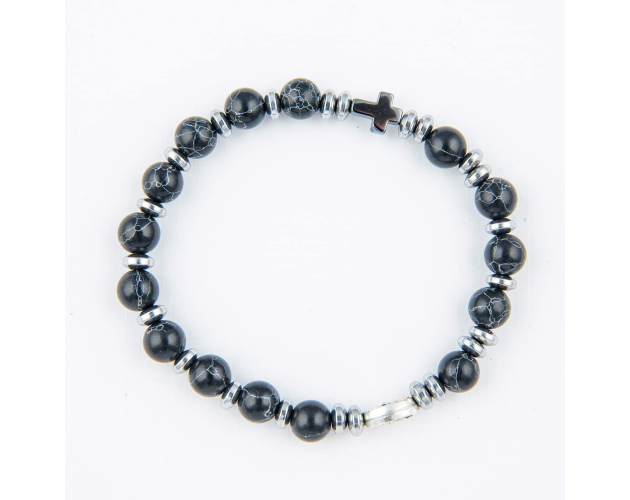 Różaniec bransoletka podwójna Agat Czarny