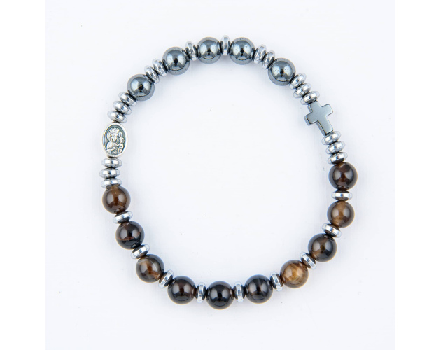 Różaniec bransoletka męska podwójna Hematyt
