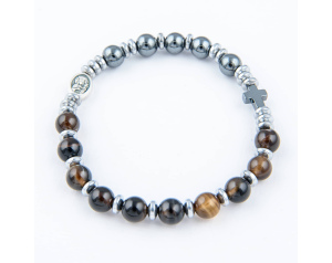 Różaniec bransoletka męska podwójna Hematyt