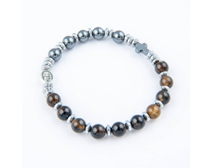 Różaniec bransoletka męska podwójna Hematyt