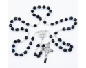 Różaniec Maryjny Kryształkowy Większe Koraliki Czarny