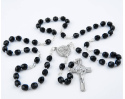 Różaniec Maryjny Kryształkowy Większe Koraliki Czarny