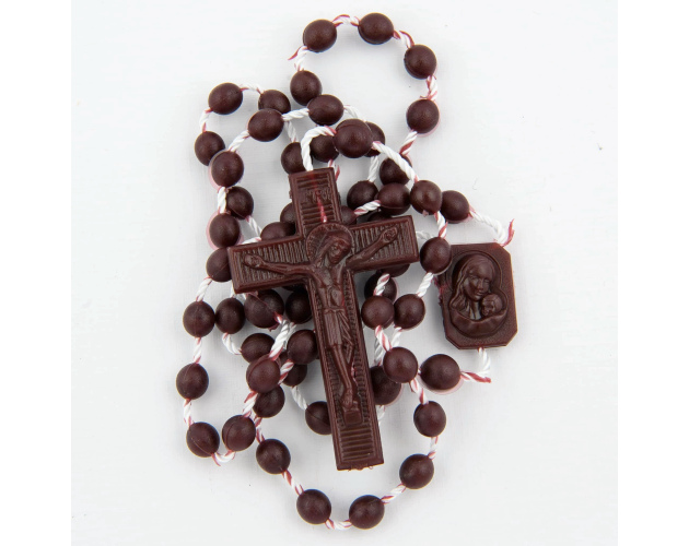 Różaniec Plastikowy brązowy