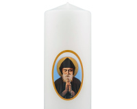 Biała świeca Święty Charbel - świeca parafinowa 20 cm