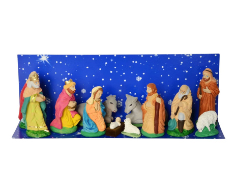 Szopka Bożonarodzeniowa średnia z gipsu - 12 figurek, polski produkt