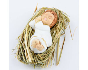 Dzieciątko Jezusek na sianku 8 cm z gipsu