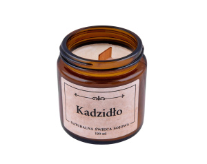 Naturalna Świeca Sojowa Zapach Kadzidła z Drewnianym Knotem 120ml