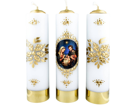 Zestaw Trzy Świece olejowe ze Świętą Rodziną