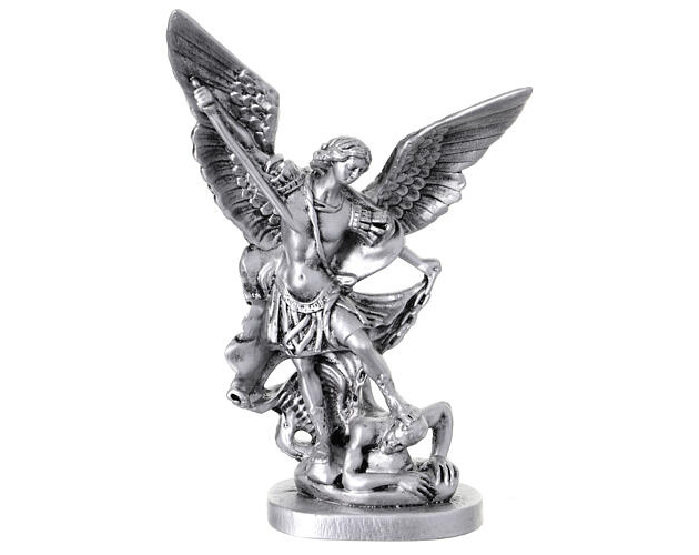 Święty Michał Archanioł, srebrna figurka żywiczna 20 cm