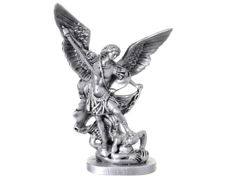 Święty Michał Archanioł, srebrna figurka żywiczna 20 cm