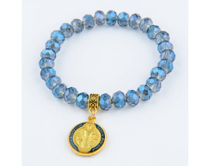 Bransoletka z kamienia z Medalikiem św. Benedykta