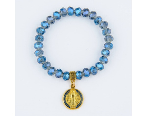 Bransoletka z kamienia z Medalikiem św. Benedykta