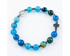Różaniec Bransoletka dla Dziewczynki Agat Niebieski Hematyt