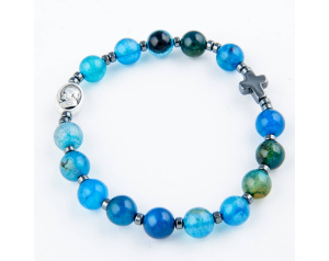Różaniec Bransoletka dla Dziewczynki Agat Niebieski Hematyt