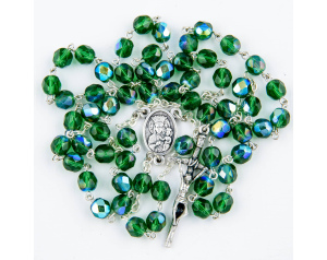 Różaniec kryształkowy Zielony opalizowany