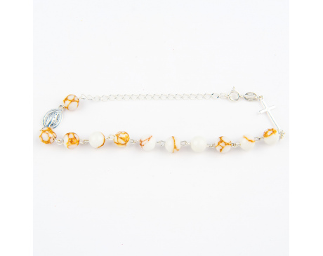 Różaniec Bransoletka Srebrna Zapinana Howlit Złoty