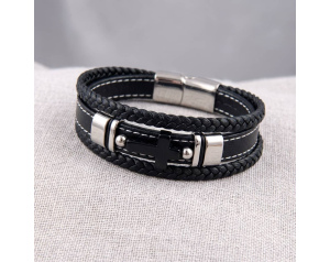 Bransoletka ze skóry męska z krzyżykiem