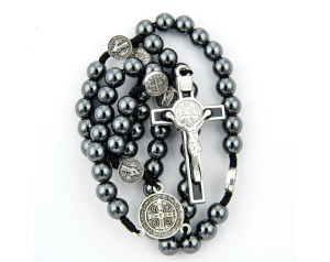 Różaniec Świętego Benedykta Hematyt Sznurek