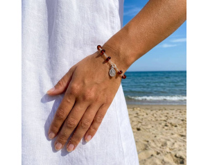 Bransoletka srebrna z bursztynem Niepokalana