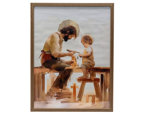 Obraz święty Józef z Jezusem przy pracy