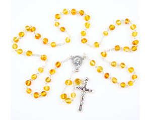 Różaniec maryjny z naturalnego bursztynu