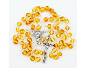 Różaniec maryjny z naturalnego bursztynu