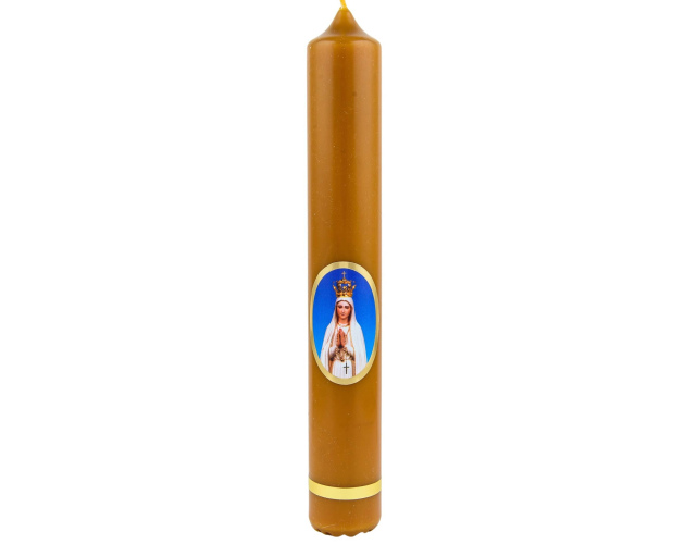 Świeca z Matką Boską Fatimską woskowa 20 cm