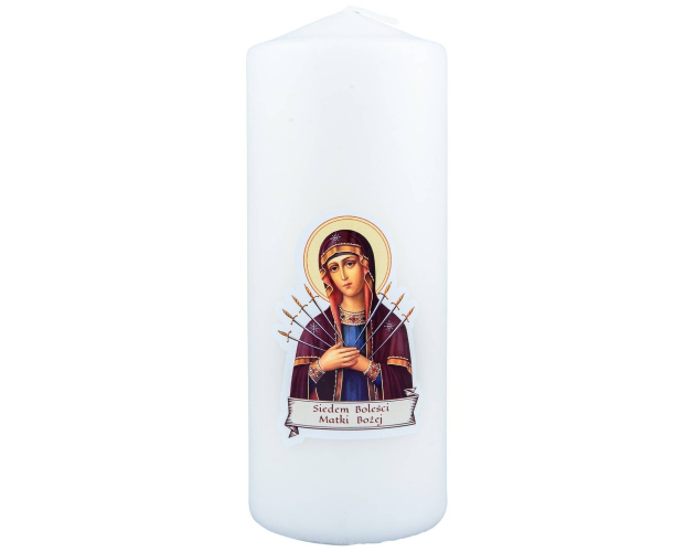 Biała Świeca Liturgiczna Matka Boska Bolesna - Parafinowa, 20 cm