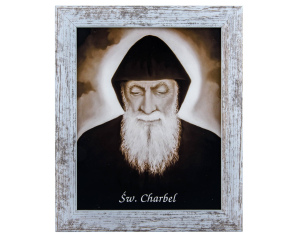 Obrazek święty święty Charbel - nowoczesna ramka, 20 x 25 cm