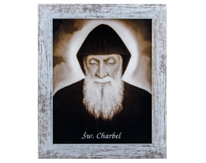 Obrazek święty święty Charbel - nowoczesna ramka, 20 x 25 cm