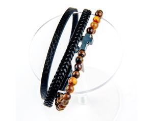 Bransoletka męska z krzyżem, skórzana