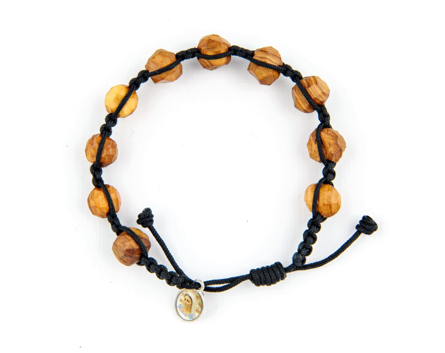 Bransoletka Medjugorie koraliki 9 mm drewno oliwne