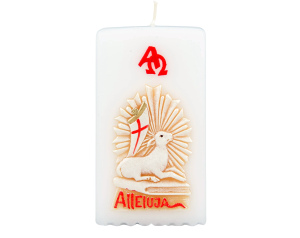 Świeca Wielkanocna Biała Barankiem 13 cm