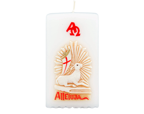 Świeca Wielkanocna Biała Barankiem 13 cm