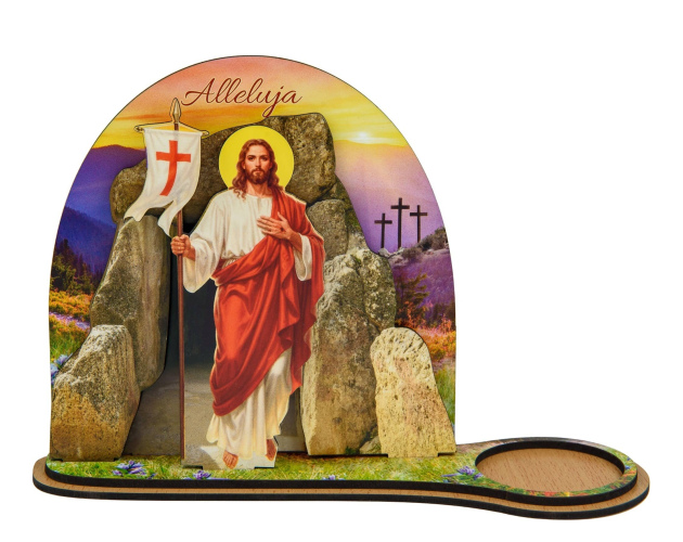 Figurka Jezus Zmarwychwstały Na tle Grobu