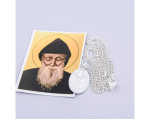 Medalik zwykły ze świętym Charbelem z łańcuszkiem