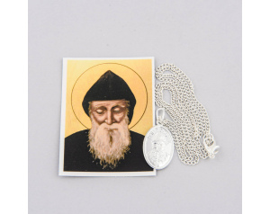 Medalik zwykły ze świętym Charbelem z łańcuszkiem